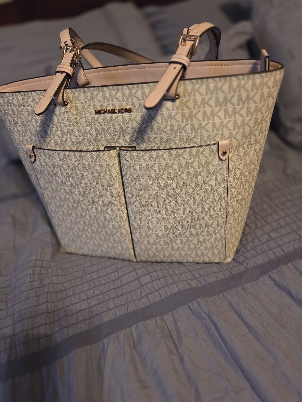 Michael Kors Cream and Pink Signature Tote